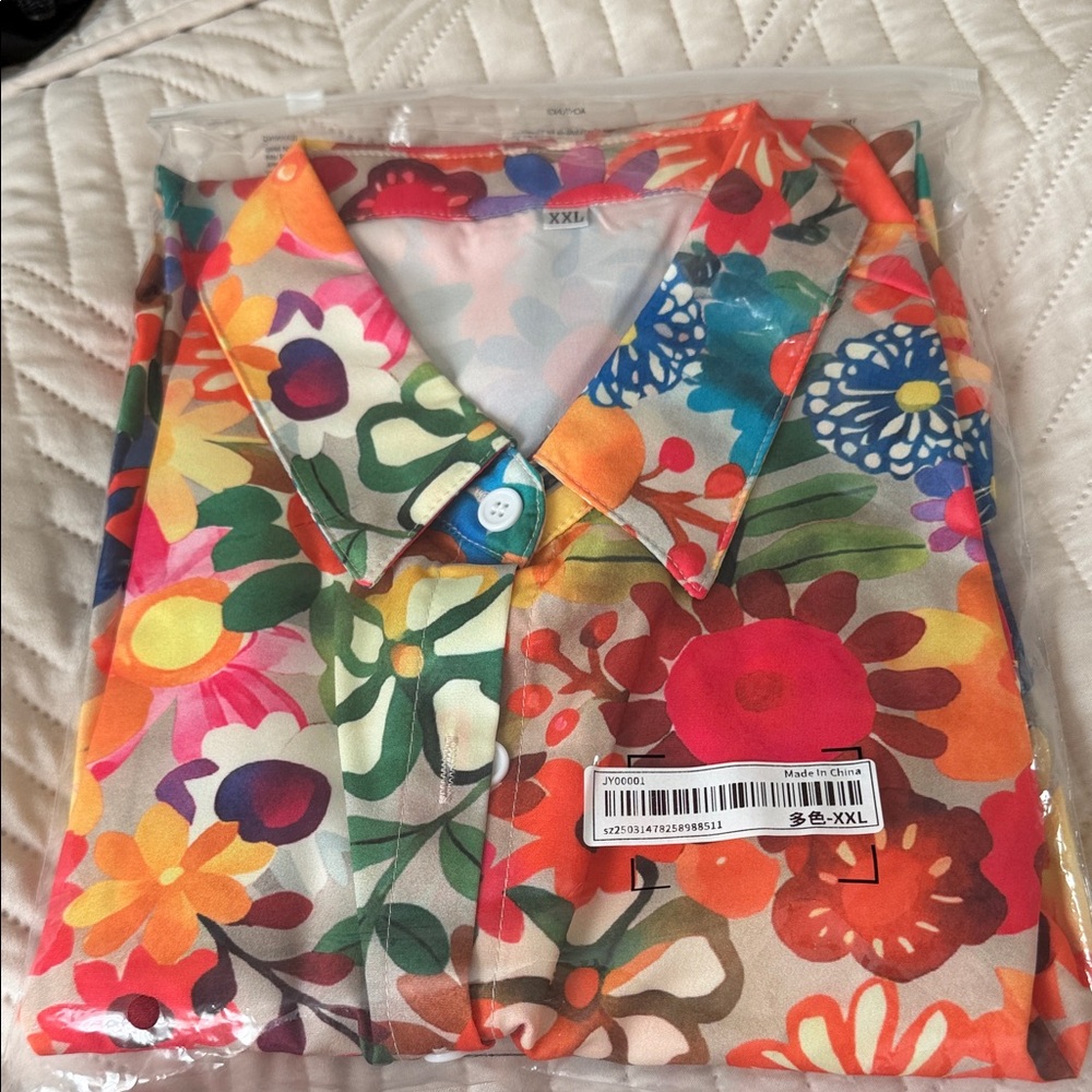 SHEIN Vibrant Multicolor Floral Blouse